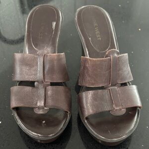 Nine West Dark Brown Leather Mules